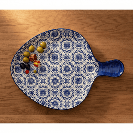 Plat ovale en céramique motifs azulejos Plat en céramique "Padrão" - Bleu