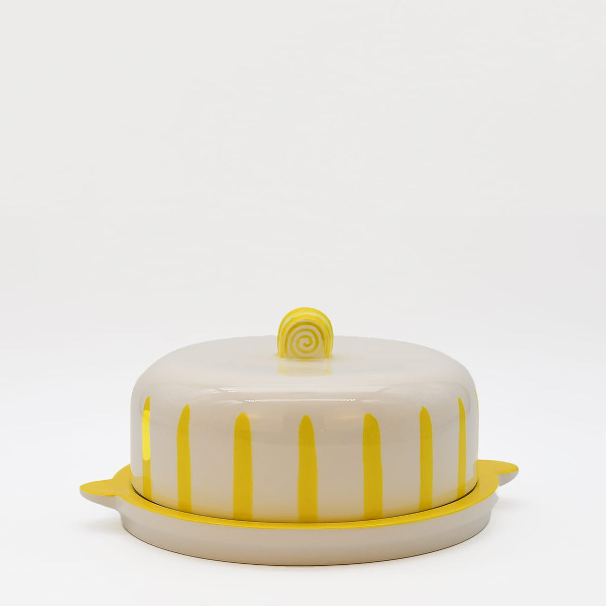 Plateau à fromage ou gâteau en céramique à rayures jaunes Costa Nova Plateau à fromage ou gateau "Costa Nova Mar" - Jaune