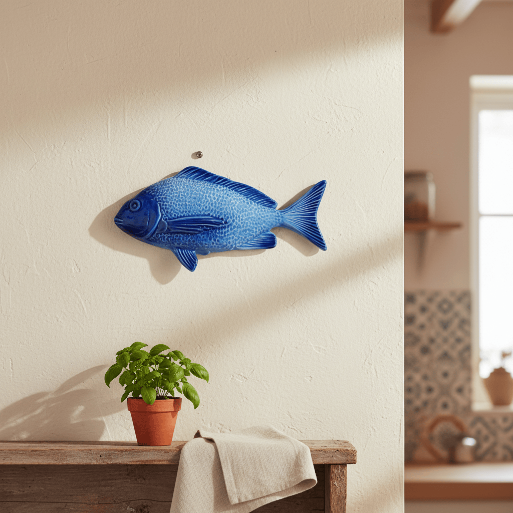 Poisson en céramique Dorade bleue I Décoration murale portugaise Poisson en céramique "Dourada" Bleu