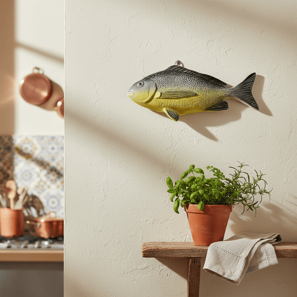 Poisson en céramique jaune I Décoration murale portugaise Poisson en céramique "Dourada" Jaune
