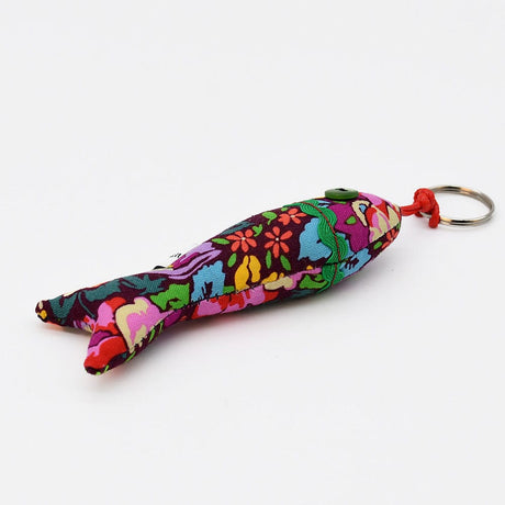 Porte clés bordeaux en forme de sardine Porte-clés en forme de Sardine - Rose Motif 2