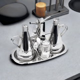 Présentoir à huile. vinaigre. sel et poivre en inox Présentoir à huile. vinaigre. sel et poivre en inox