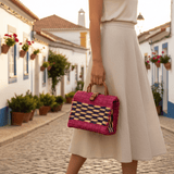 Sac cabas en osier 22cm Rose & Mauve Sac cabas en jonc 22cm - Rose & Mauve