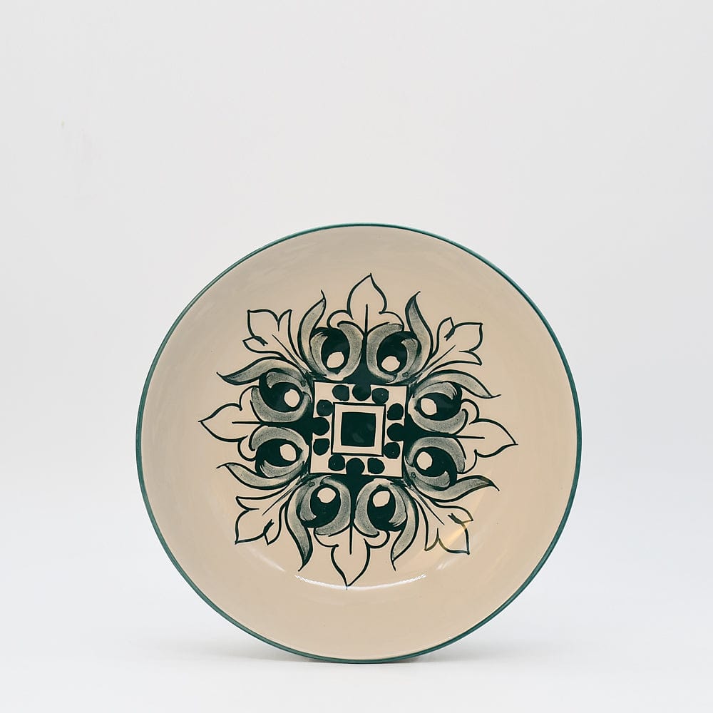 Saladier bas en céramique vert et blanc motifs azulejos Saladier en céramique "Brasão" - Vert
