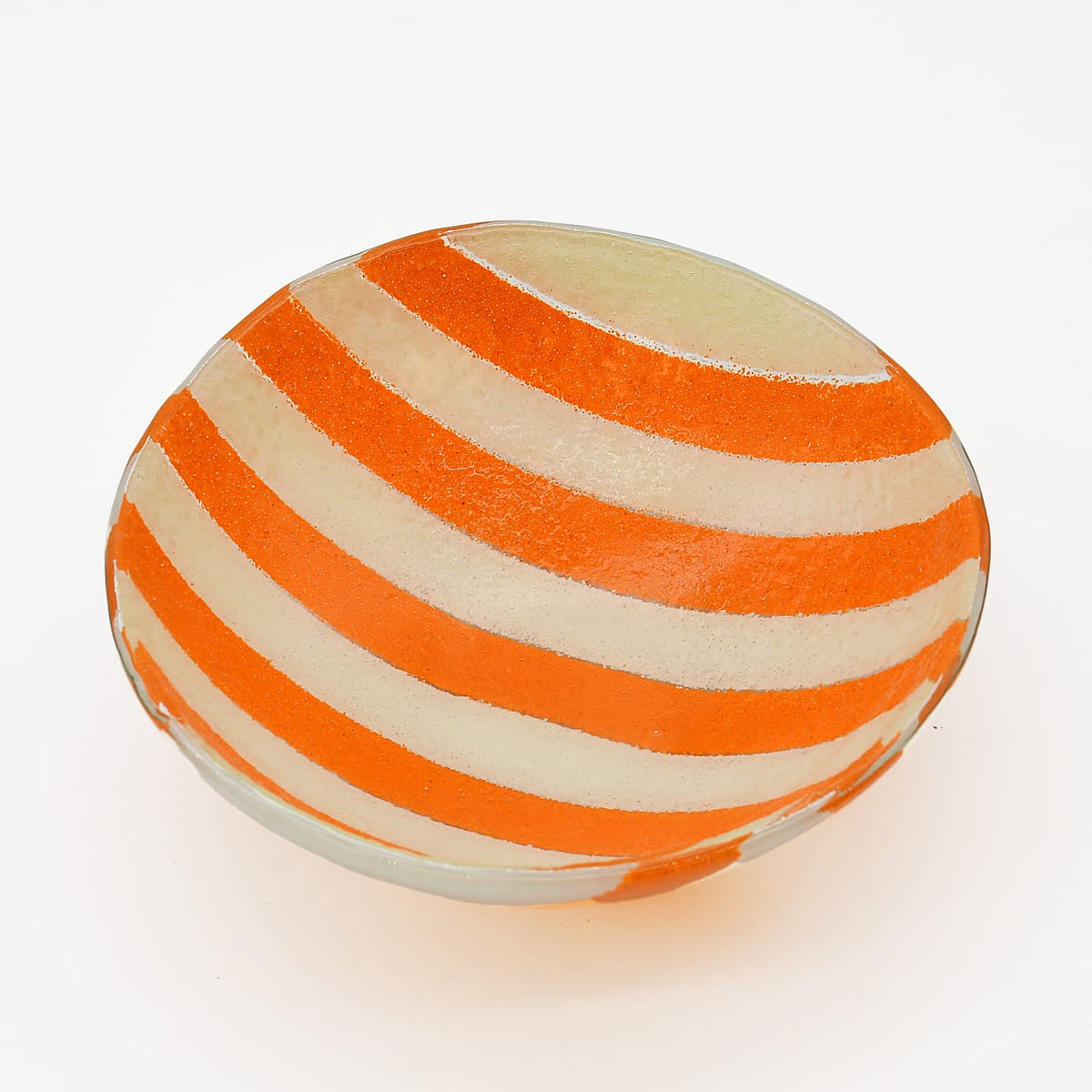 Saladier en verre rayé orange & blanc I Artisanat portugais Saladier en verre "Marinha Grande" - Orange