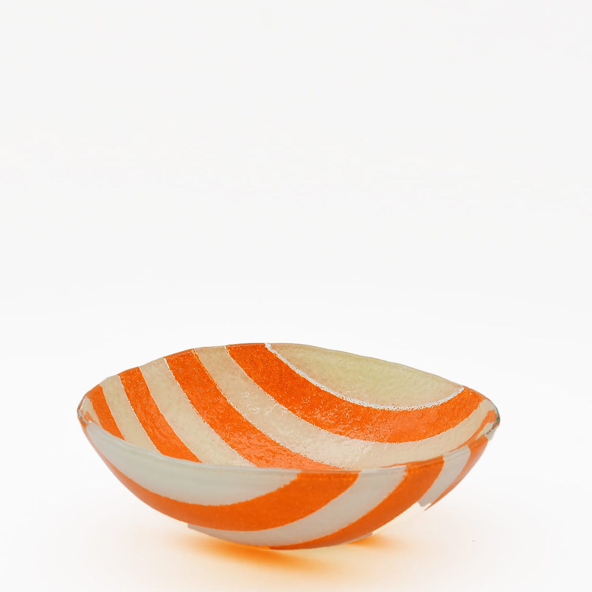 Saladier en verre rayé orange & blanc I Artisanat portugais Saladier en verre "Marinha Grande" - Orange