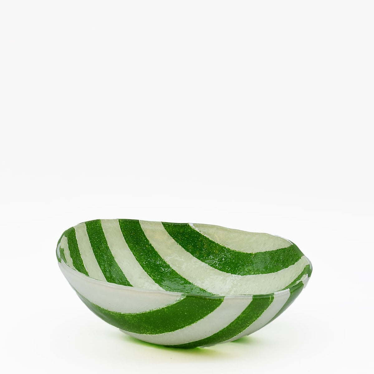 Saladier en verre rayé vert & blanc I Artisanat portugais Saladier en verre "Marinha Grande" - Vert