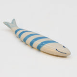 Sardine décorative souriante en céramique portugaise rayée blanc et orange Sardine souriante en céramique - Turquoise