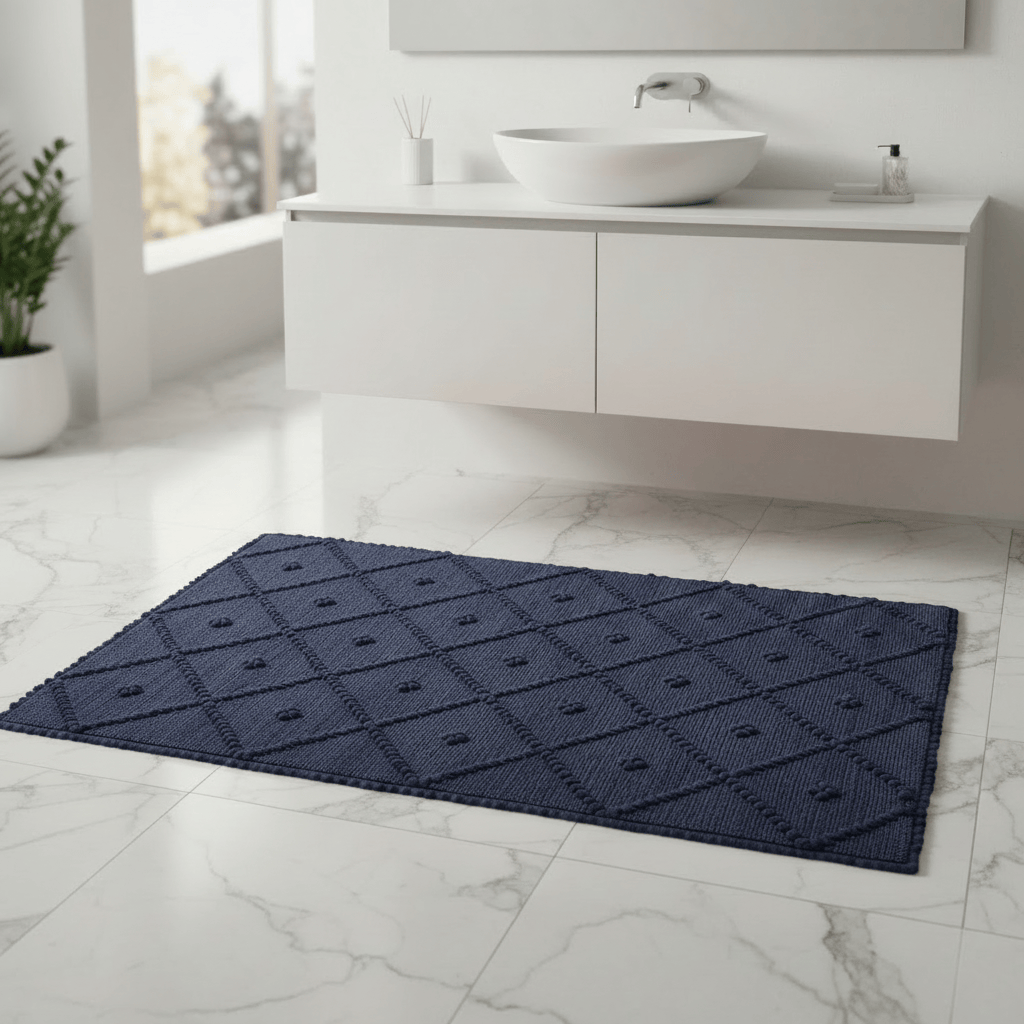 Tapis de salle de bains portugais Bleu foncé I 100x50cm Tapis de salle de bain 100x50 - Bleu foncé