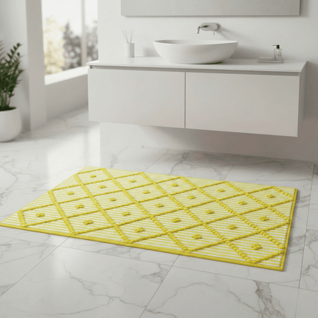 Tapis de salle de bains portugais Jaune & Blanc I 100x50cm Tapis de salle de bain 100x50 - Jaune & Blanc