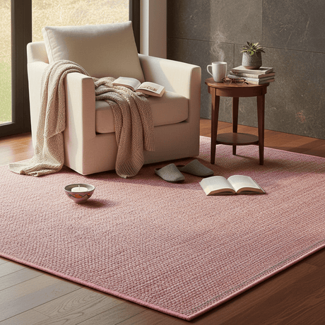 Tapis rose en fibres mélangées I Fabrication artisanale portugaise Tapis en fibres mélangées - Rose