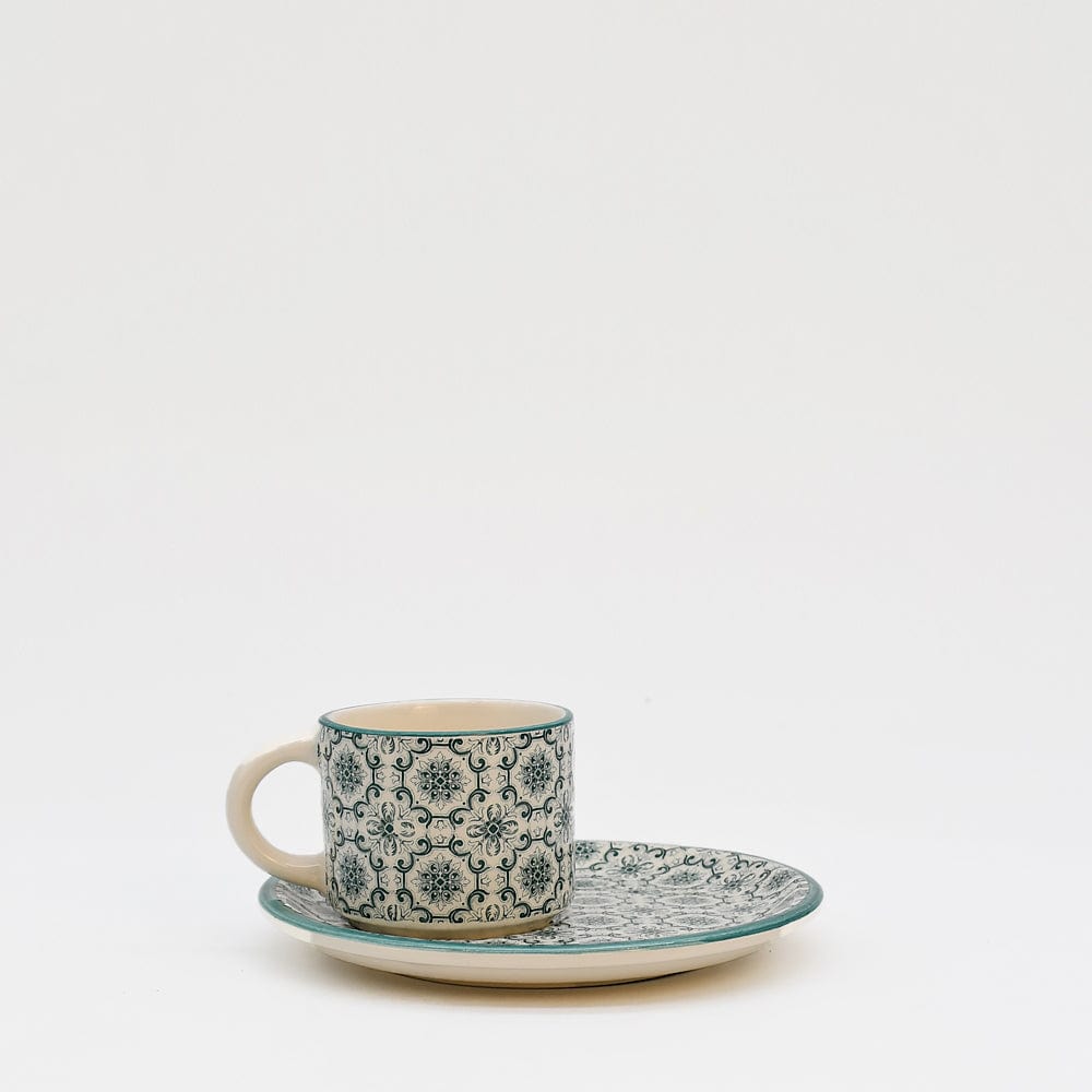 Tasse à café portugaise motifs azulejos verts Tasse à café en céramique "Padrão" - Verte