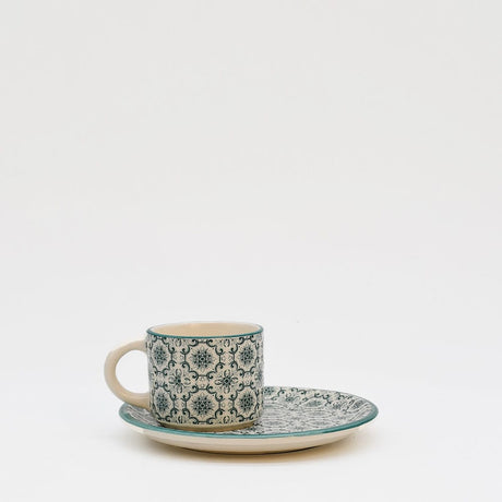 Tasse à café portugaise motifs azulejos verts Tasse à café en céramique "Padrão" - Verte