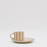 Tasse à café rayée Moka I Céramique portugaise Tasse et sous-tasse rayés "Costa Nova Mar" - Moka