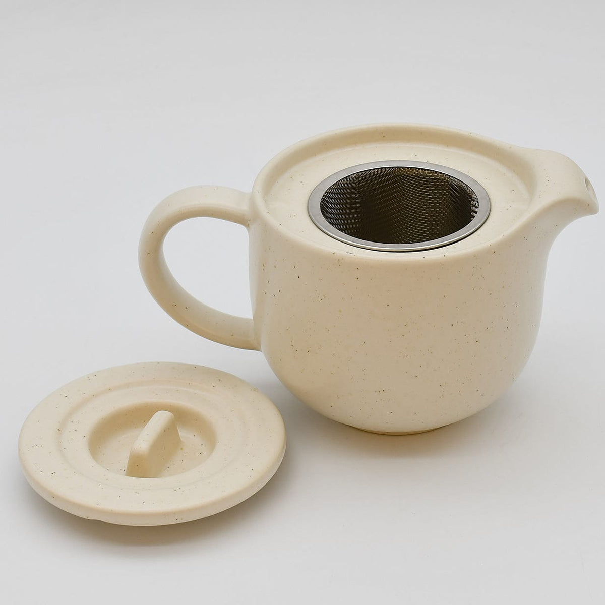 Théière en grès blanc mat 50cl avec diffuseur Théière en grès “Pacifica" - Sable