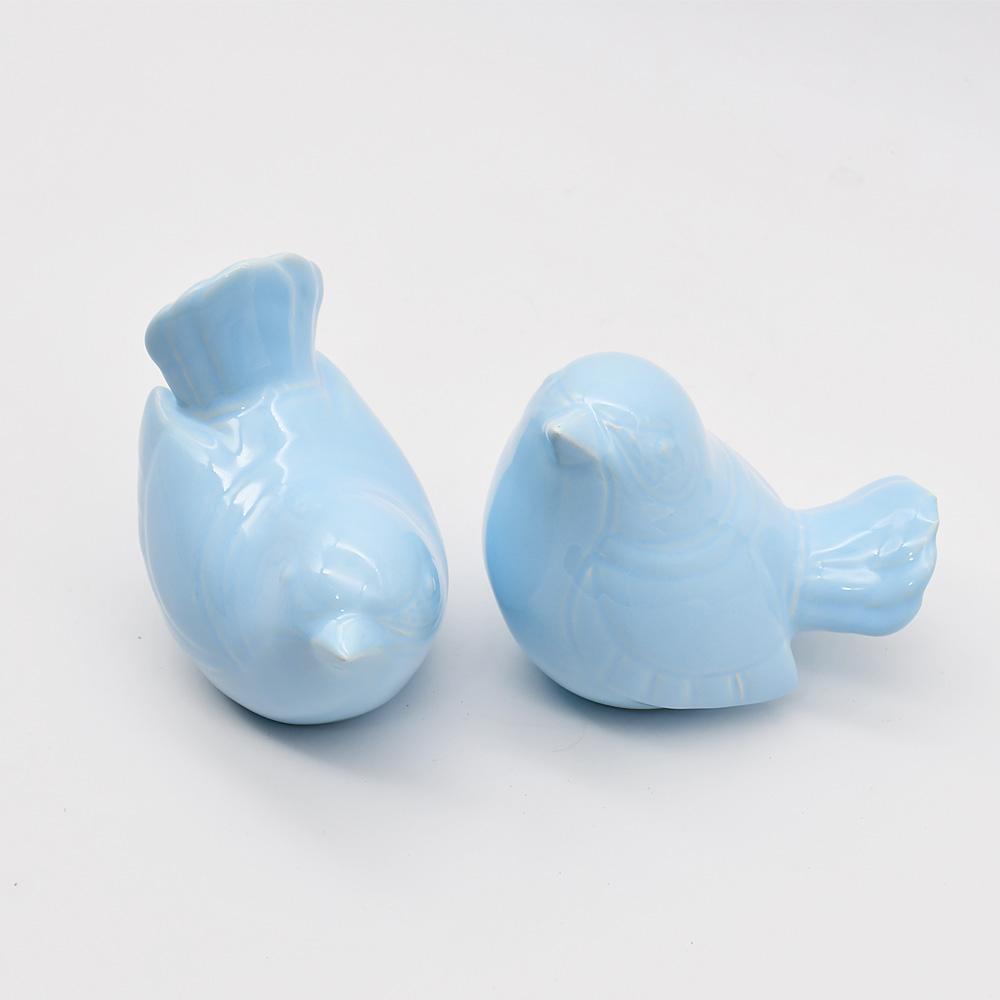 Assiette en porcelaine portugaise I Vaisselle du Portugal en ligne Paire d'oiseaux en céramique - 12 couleurs Bleu ciel