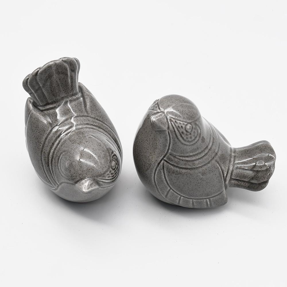 Assiette en porcelaine portugaise I Vaisselle du Portugal en ligne Paire d'oiseaux en céramique - 12 couleurs Gris