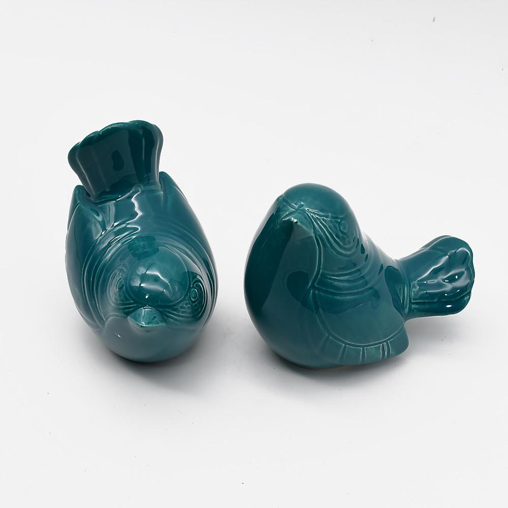 Assiette en porcelaine portugaise I Vaisselle du Portugal en ligne Paire d'oiseaux en céramique - 12 couleurs Vert