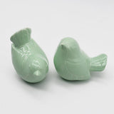 Assiette en porcelaine portugaise I Vaisselle du Portugal en ligne Paire d'oiseaux en céramique - 12 couleurs Vert d'eau
