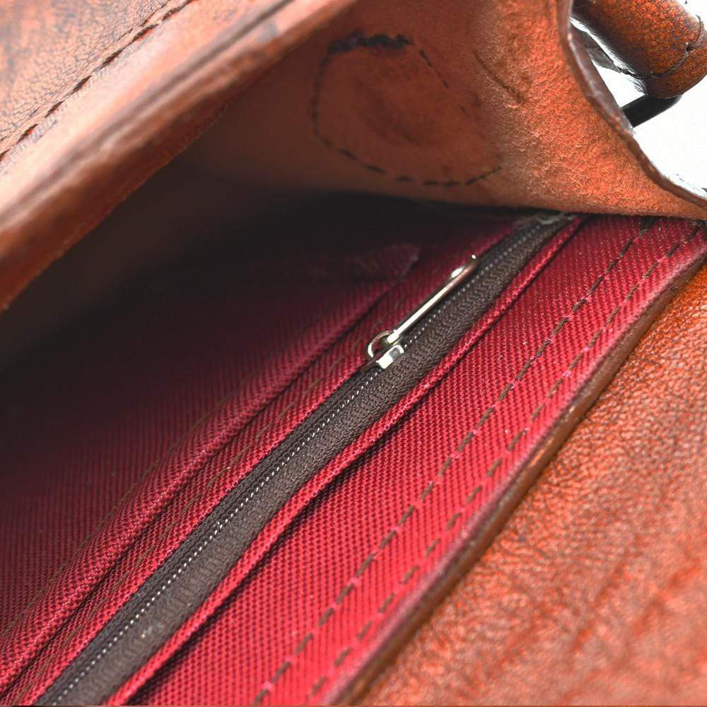 Besace en tissu du Minho I Produit de l'artisanat du Portugal Sac bandoulière en cuir marron