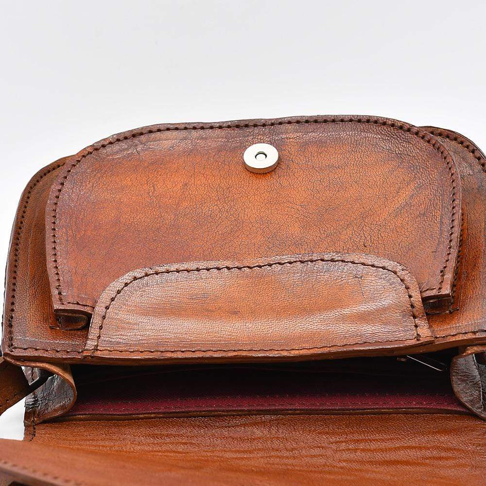 Besace en tissu du Minho I Produit de l'artisanat du Portugal Sac bandoulière en cuir marron