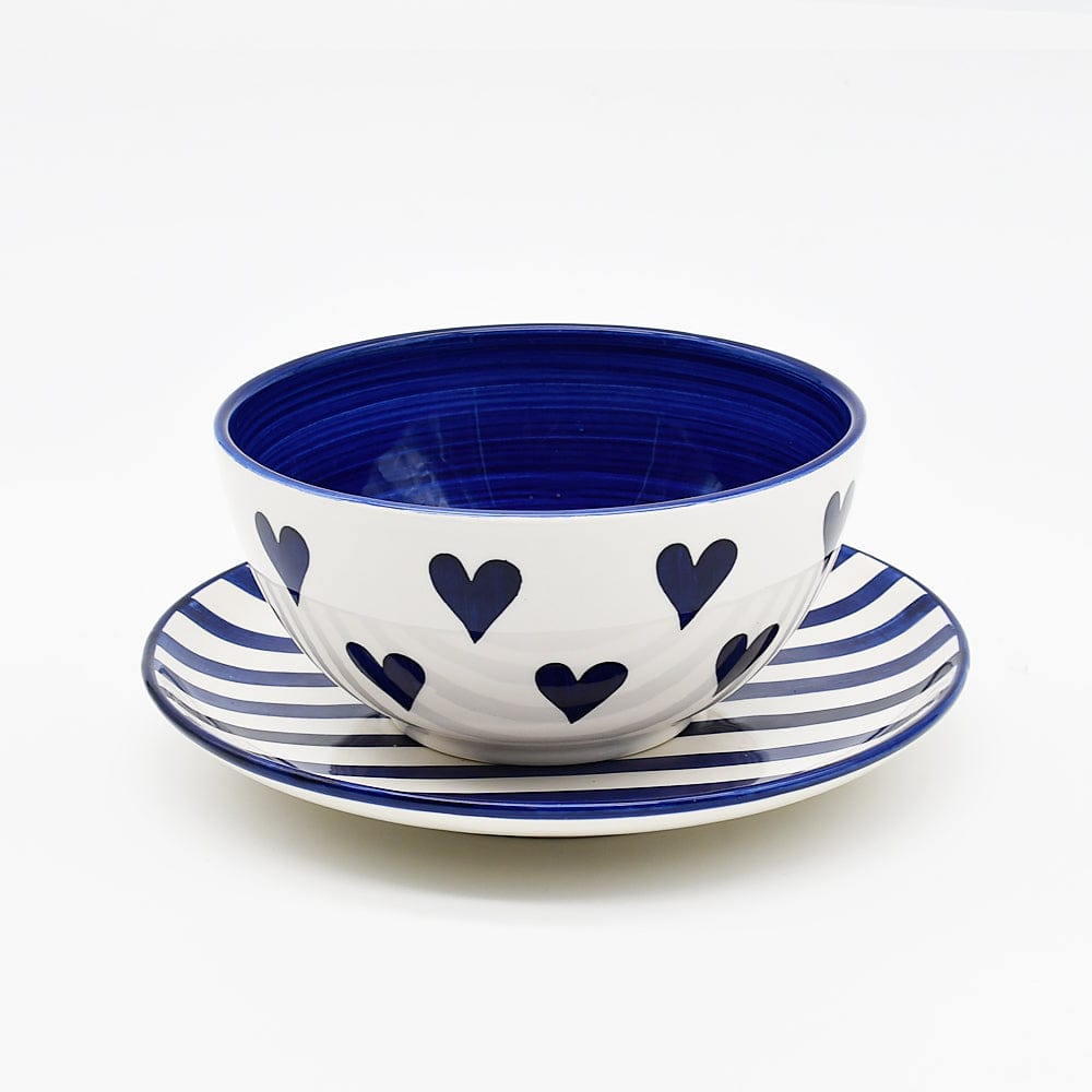 Bol en céramique portugaise I Vaisselle du Portugal en ligne Bol "Namorados" 15cm - Bleu