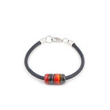 Armband aus Keramik auf Leder Schwarz und Rot