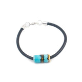 Ceramic bracelet on leather: Turquoise-blue