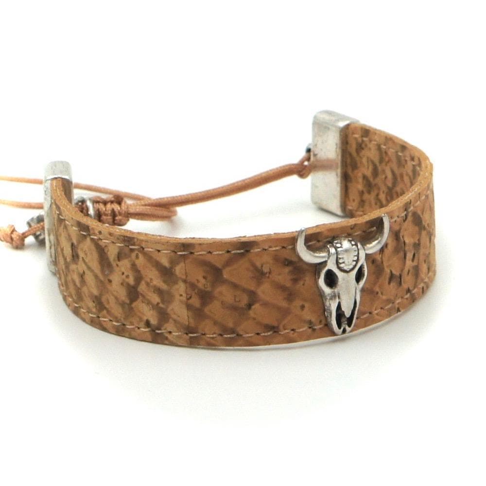 Beige cork bracelet beige 6- Bull silver