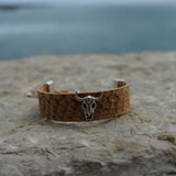 Beige cork bracelet beige 6- Bull silver