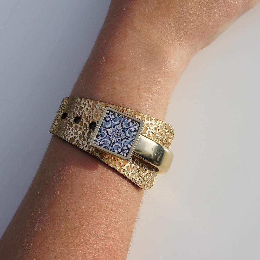 Azulejo I Cork and gold plated bracelet