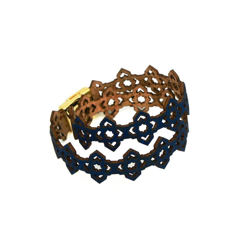 Bracelet en liège double Bleu marine