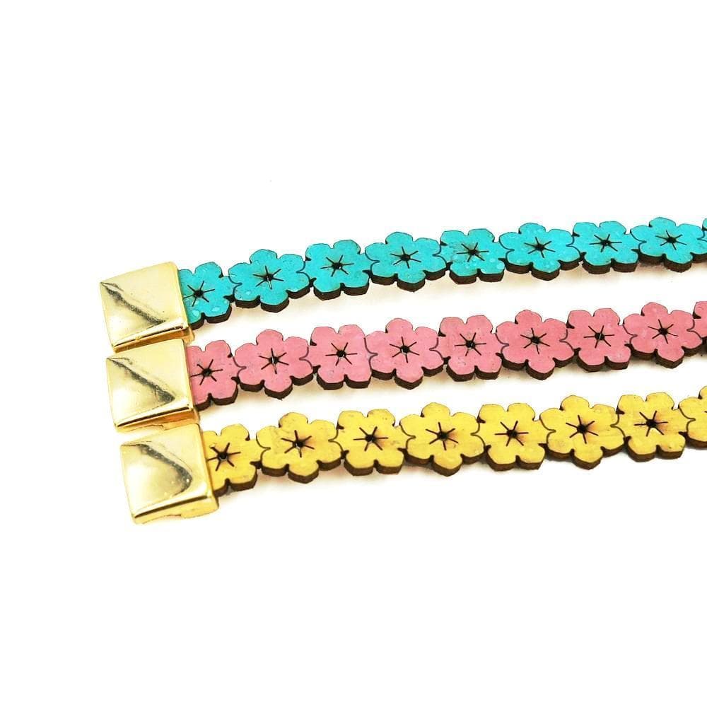 Flores I Yellow cork double bracelet