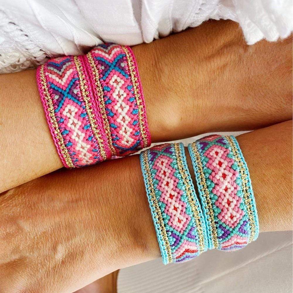 Bracelet en liège I Médaillon rose Azulejos I Bijoux portugais Bracelet macramé rose