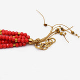 Bracelet en liège I Médaillon rose Azulejos I Bijoux portugais Bracelet perles de verre rouge