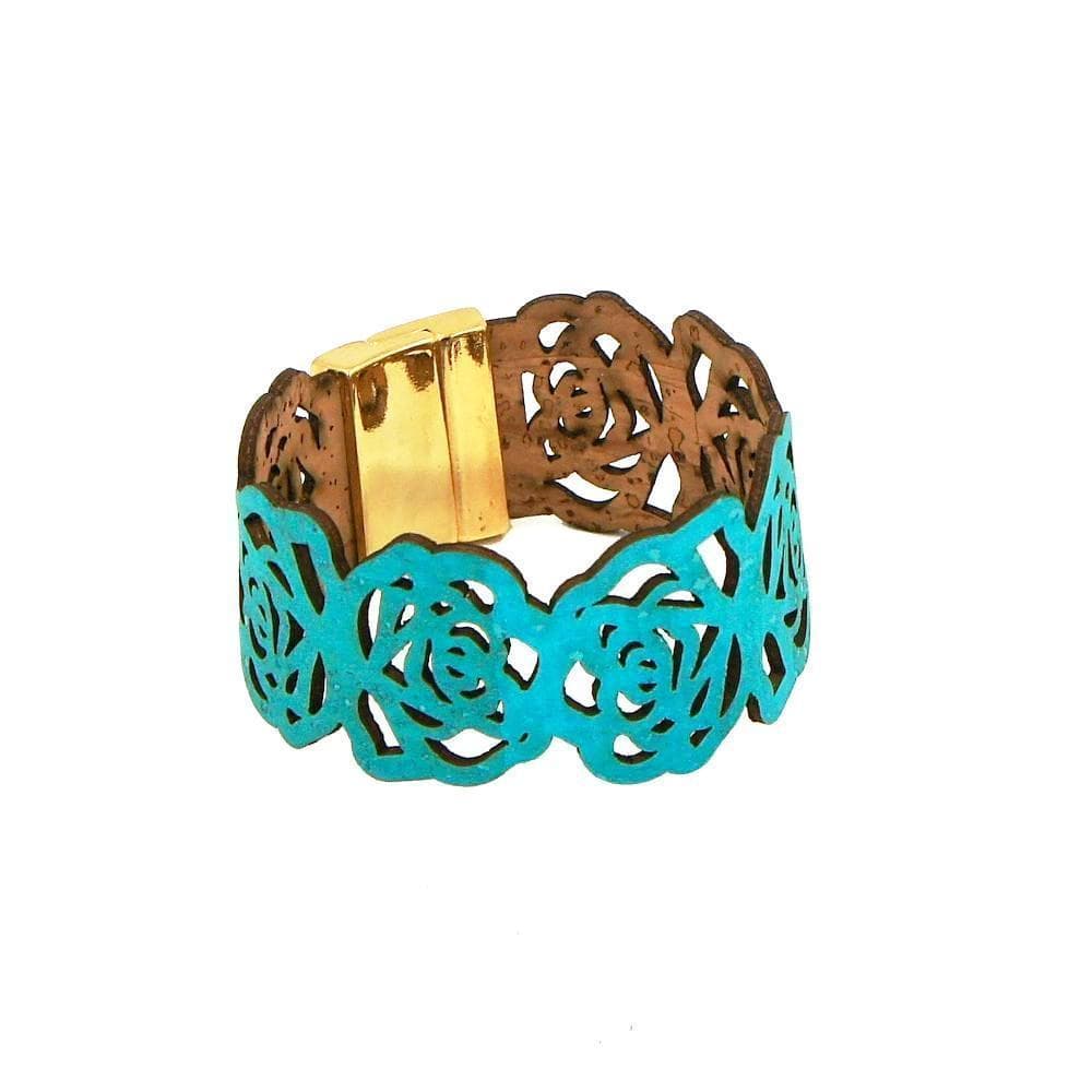 Cork bracelet - Pink Turquoise blue