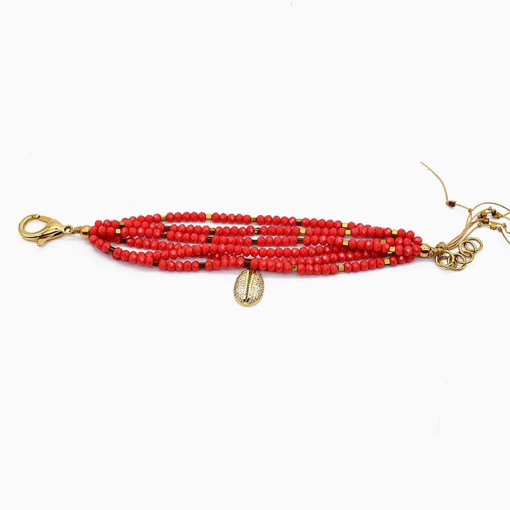 Bracelet perles de verre rouges I Bijoux portugais Bracelet de perles de verre - Rouge