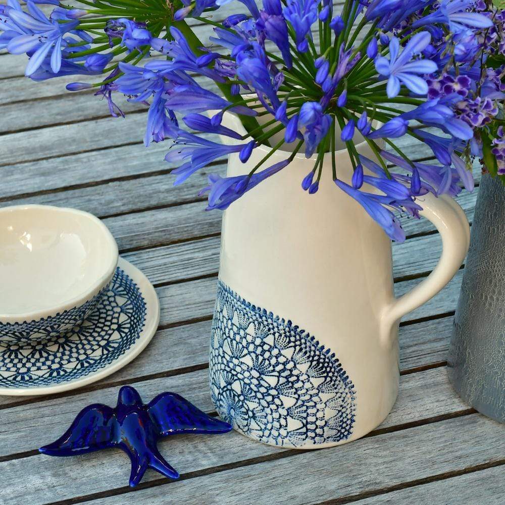 Carafe céramique bleue I Motifs dentelles portugaises Carafe "Renda" - Bleue