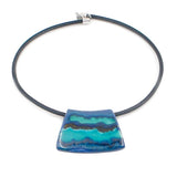Ceramic and leather necklace "Mar Azul"
