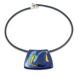 Ceramic and leather necklace "Noite Azul"
