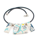 Azulejos Mar I Ceramic and leather necklace