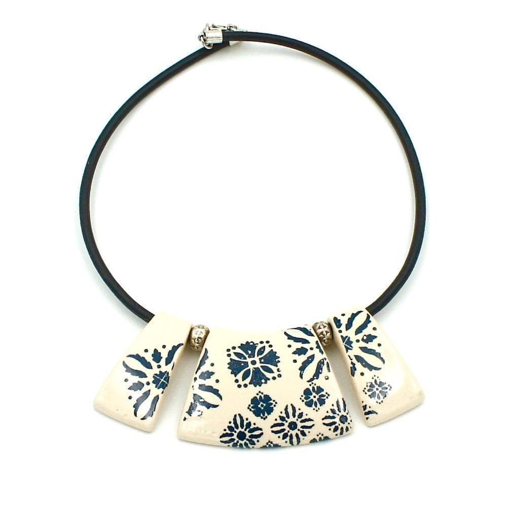 Azulejos I Ceramic and leather necklace