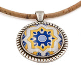 Cork necklace with Azulejos pendants in metal