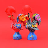 Coq de Barcelos blanc en céramique du Portugal I Artisanat portugais Coq de Barcelos 15cm noir - Prazeres Côta