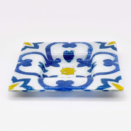 Tiefe Schale aus verschmolzenem Glas "Azulejos"