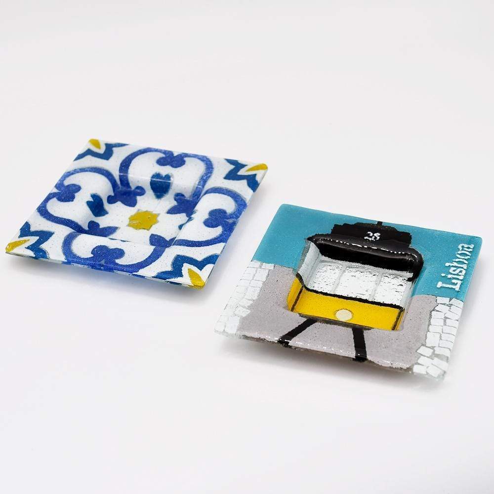 Tiefe Schale aus verschmolzenem Glas "Azulejos"
