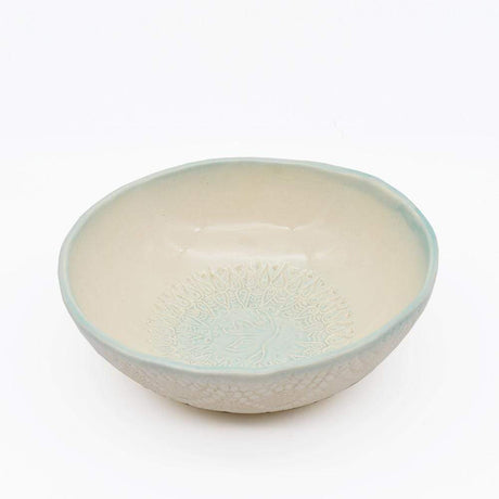 Grand bol en céramique vert et blanc I Céramique portugaise Grand bol "Estrela do mar" vert et blanc - 15 cm