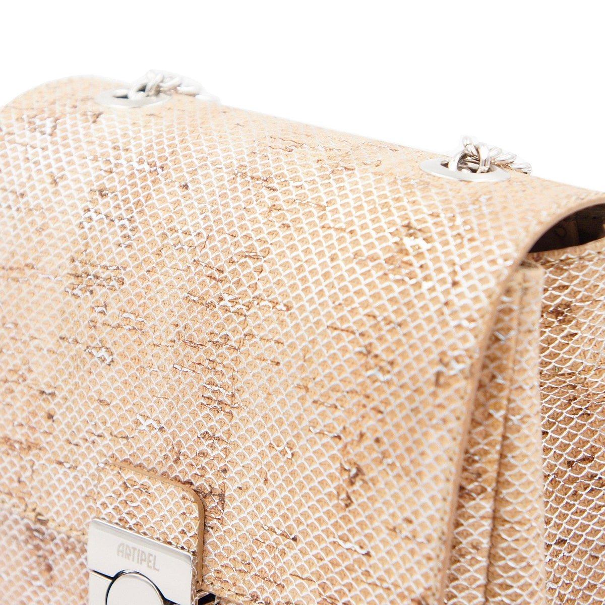 Mini sac besace en liège argenté
