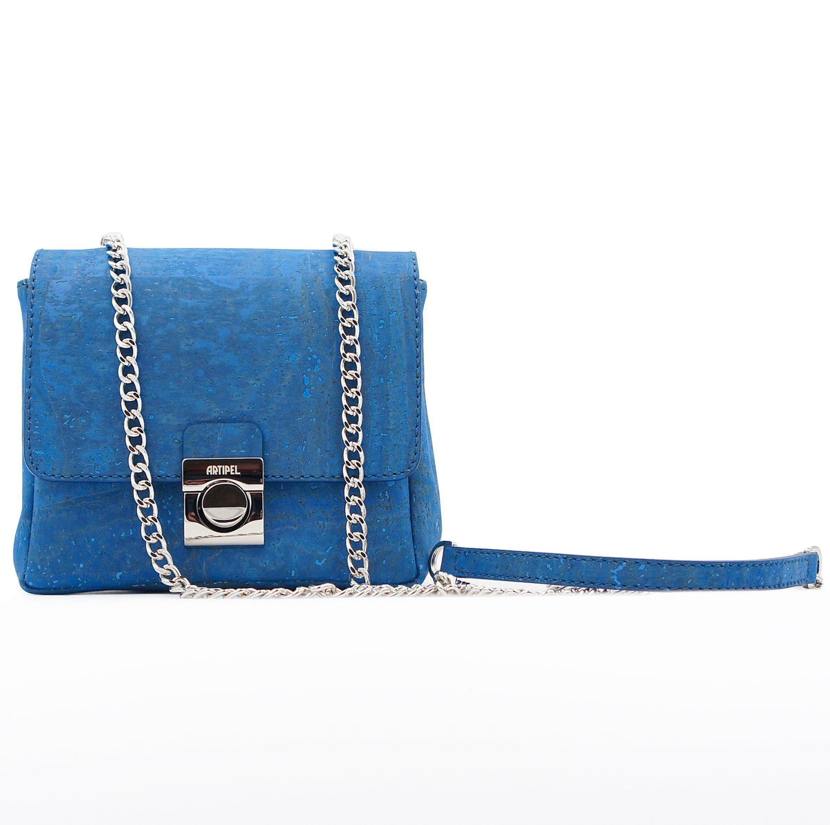 Mini-Umhängetasche aus blauem Kork