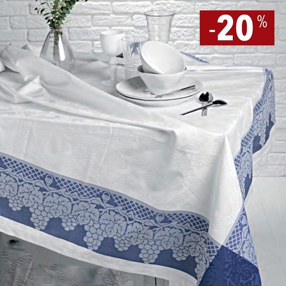 Nappe blanche et bleue du Portugal I Qualité professionnelle Nappe en coton Blanche et bleue 300x180